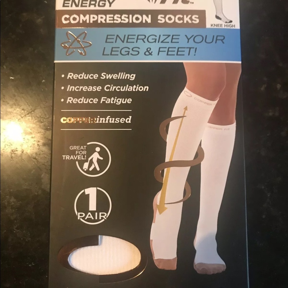 Miracle copper white compression support socks